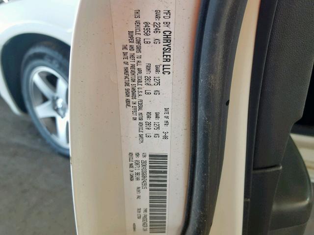 2B3KA33G68H242915 - 2008 DODGE CHARGER SX WHITE photo 10