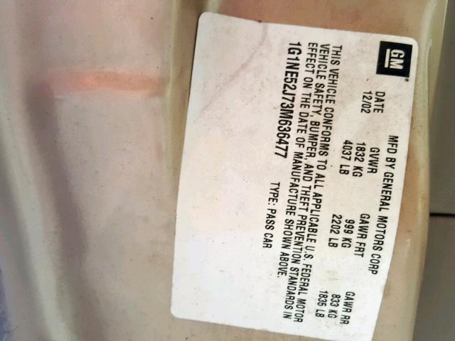 1G1NE52J73M636477 - 2003 CHEVROLET MALIBU LS Qızıl foto 10