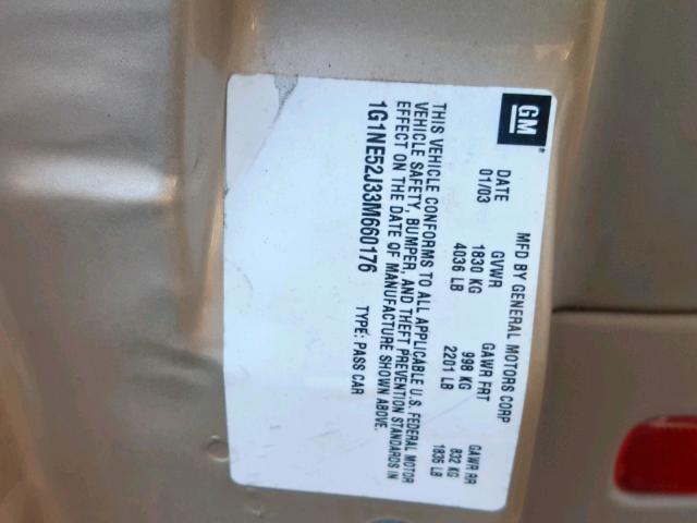 1G1NE52J33M660176 - 2003 CHEVROLET MALIBU LS TAN photo 10