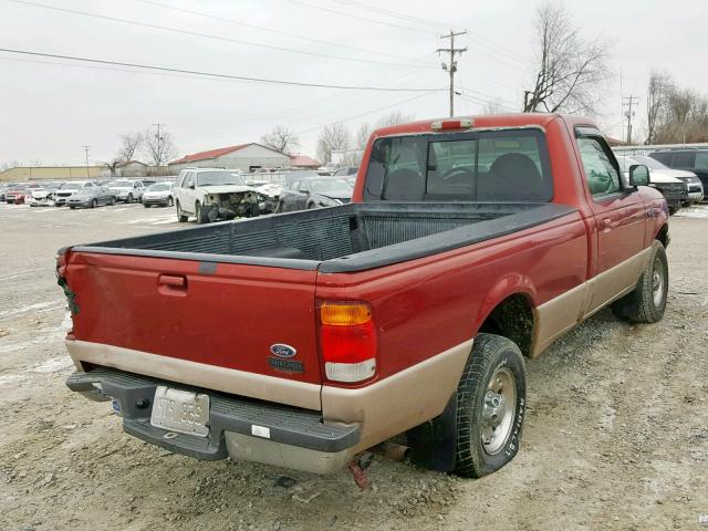 1FTYR10U4WUB77654 - 1998 FORD RANGER RED photo 4