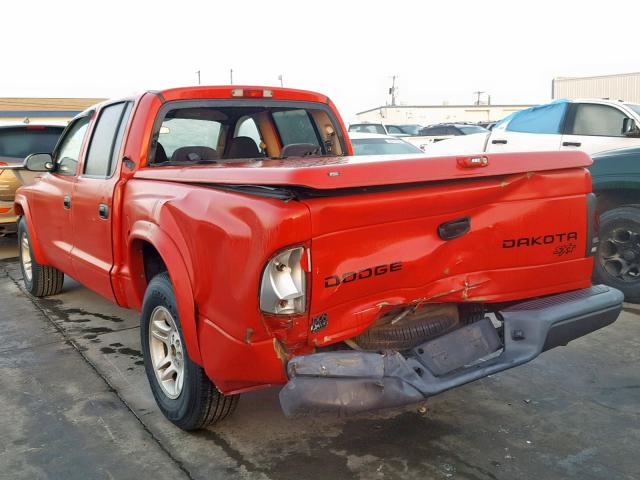 1D7HL38K94S628592 - 2004 DODGE DAKOTA QUA RED photo 3