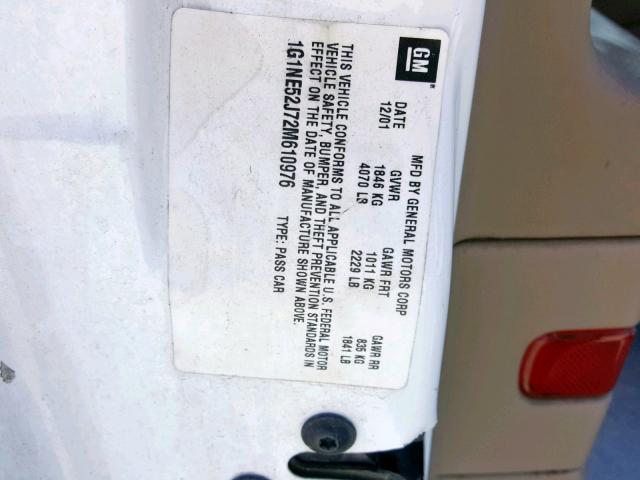 1G1NE52J72M610976 - 2002 CHEVROLET MALIBU LS Ağ foto 10