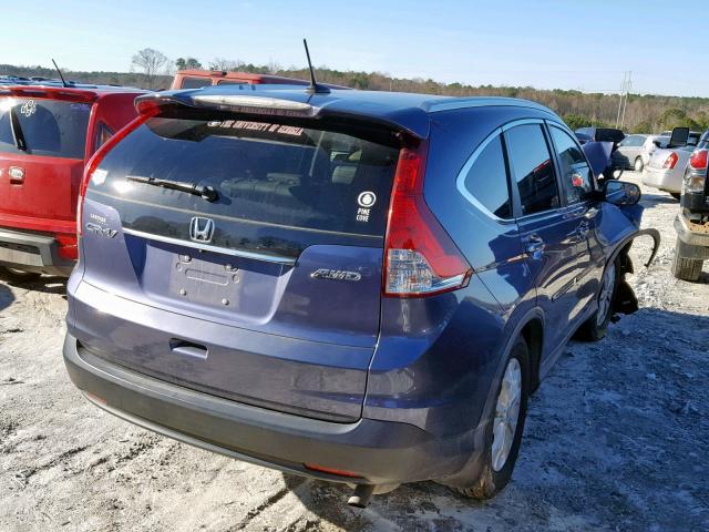 2HKRM4H76EH667542 - 2014 HONDA CR-V EXL BLUE photo 4