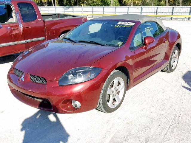 4A3AL35T27E028201 - 2007 MITSUBISHI ECLIPSE SP BURGUNDY photo 2