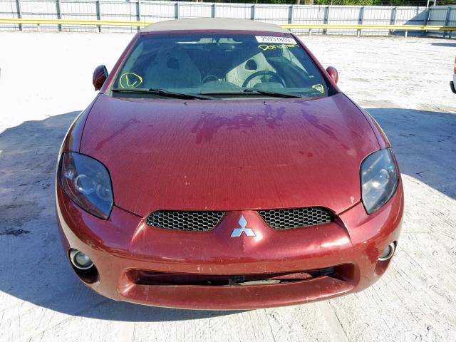 4A3AL35T27E028201 - 2007 MITSUBISHI ECLIPSE SP BURGUNDY photo 9