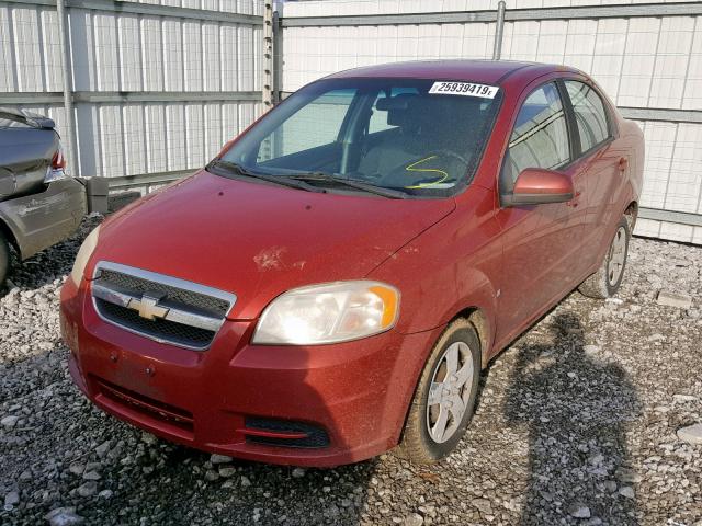 KL1TD56E79B665200 - 2009 CHEVROLET AVEO LS RED photo 2