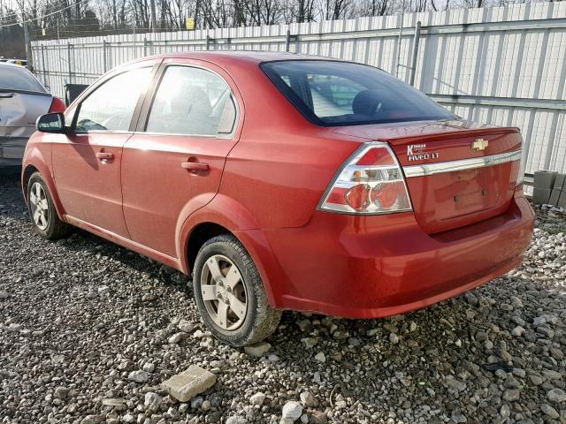 KL1TD56E79B665200 - 2009 CHEVROLET AVEO LS RED photo 3