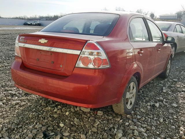 KL1TD56E79B665200 - 2009 CHEVROLET AVEO LS RED photo 4
