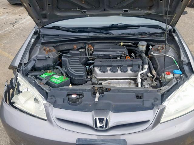 2HGES164X5H587019 - 2005 HONDA CIVIC DX GRAY photo 7