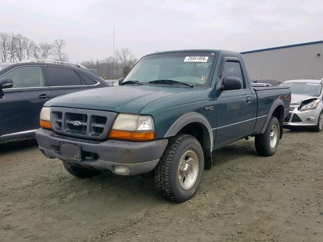 1FTYR11X4WTA74989 - 1998 FORD RANGER GREEN photo 2