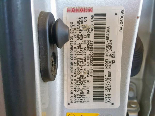 JTHBF30G520085487 - 2002 LEXUS ES 300 SILVER photo 10