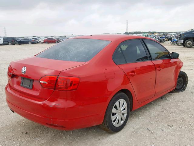 3VW2K7AJ3DM394659 - 2013 VOLKSWAGEN JETTA BASE 红色 照片 4