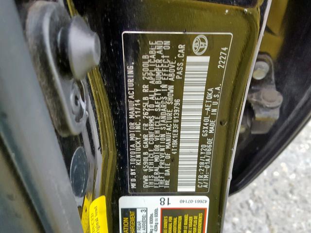 4T1BK1EB3FU139796 - 2015 TOYOTA AVALON XLE BLACK photo 10