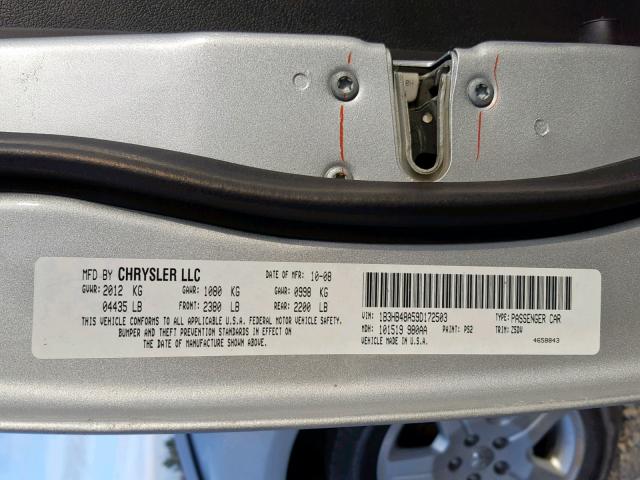 1B3HB48A59D172503 - 2009 DODGE CALIBER SX SILVER photo 10