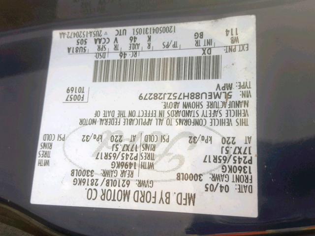 5LMEU88H75ZJ28279 - 2005 LINCOLN AVIATOR 蓝色 照片 10