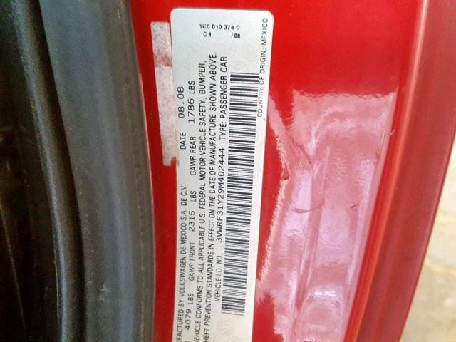 3VWRF31Y29M402444 - 2009 VOLKSWAGEN NEW BEETLE Qırmızı foto 10