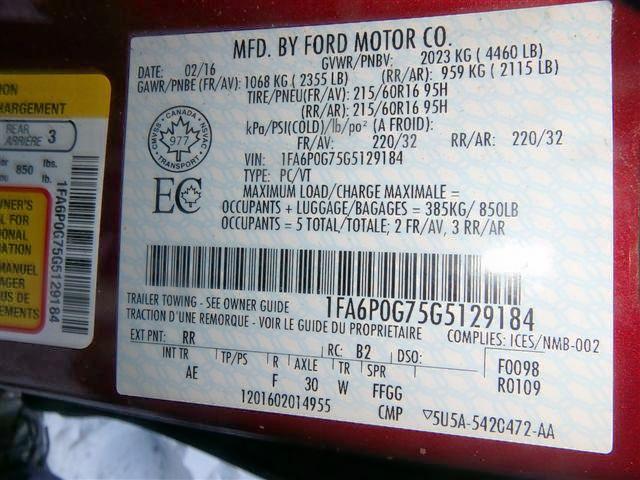 1FA6P0G75G5129184 - 2016 FORD FUSION S RED photo 9