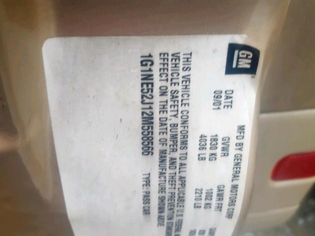 1G1NE52J12M558566 - 2002 CHEVROLET MALIBU LS GOLD photo 10