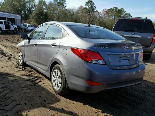 KMHCT4AE6GU092610 - 2016 HYUNDAI ACCENT SE GRAY photo 3