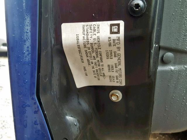 1G8AL55F66Z191010 - 2006 SATURN ION LEVEL BLUE photo 10