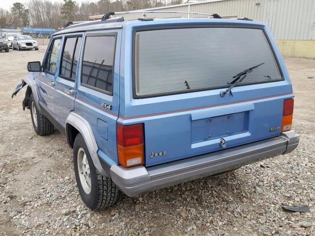 1J4FJ58S5NL217764 - 1992 JEEP CHEROKEE L BLUE photo 3