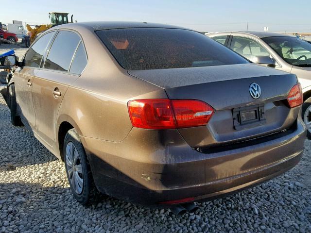 3VW2K7AJ1EM333537 - 2014 VOLKSWAGEN JETTA BASE BROWN photo 3