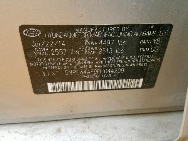 5NPE34AF9FH044209 - 2015 HYUNDAI SONATA SPO SILVER photo 10