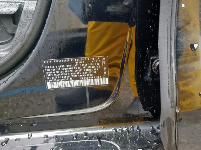 3VW2K7AJ4EM357170 - 2014 VOLKSWAGEN JETTA BASE BLACK photo 10