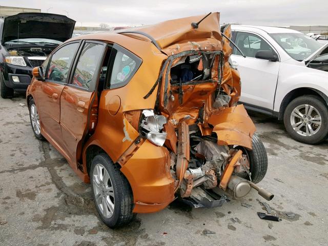 JHMGE884X9S009486 - 2009 HONDA FIT SPORT ORANGE photo 3