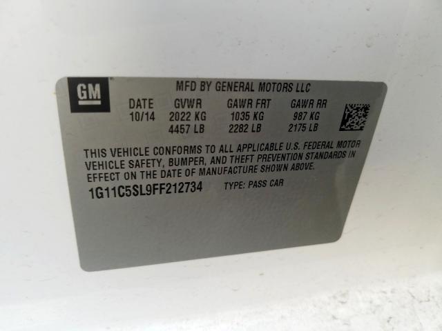 1G11C5SL9FF212734 - 2015 CHEVROLET MALIBU 1LT  照片 10