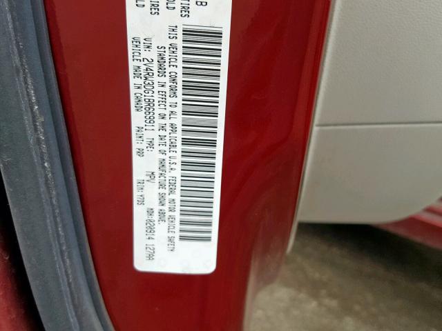 2V4RW3DG1BR669911 - 2011 VOLKSWAGEN ROUTAN SE RED photo 10