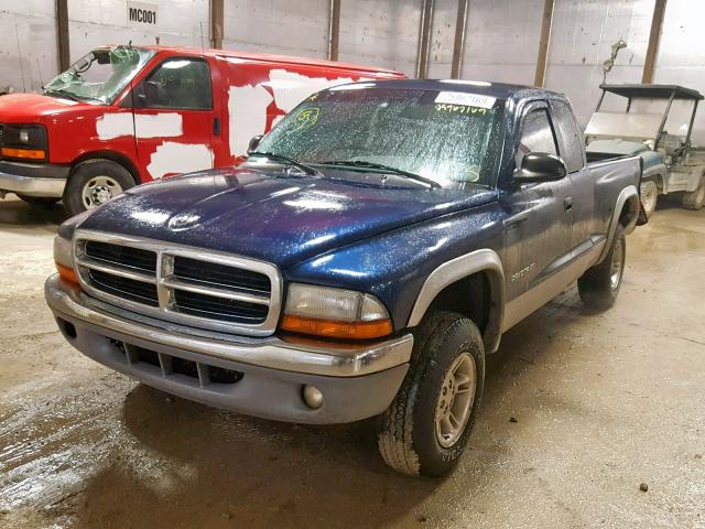 1B7GG22N3YS793437 - 2000 DODGE DAKOTA BLUE photo 2