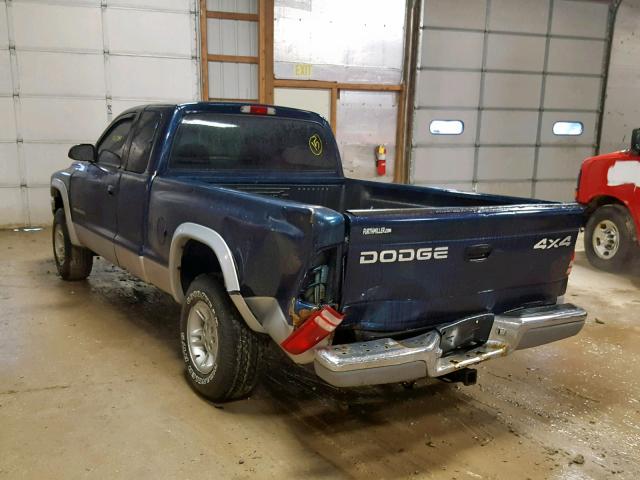 1B7GG22N3YS793437 - 2000 DODGE DAKOTA BLUE photo 3