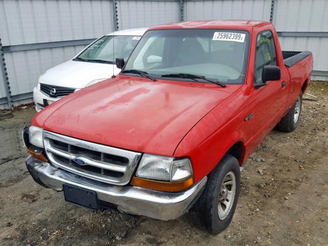1FTYR10C3XTA02973 - 1999 FORD RANGER RED photo 2