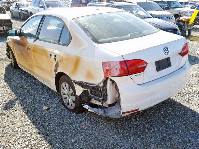 3VW2K7AJ0DM268341 - 2013 VOLKSWAGEN JETTA BASE WHITE photo 3