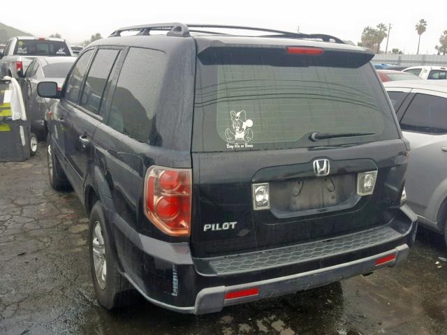 5FNYF28106B038462 - 2006 HONDA PILOT LX BLACK photo 3