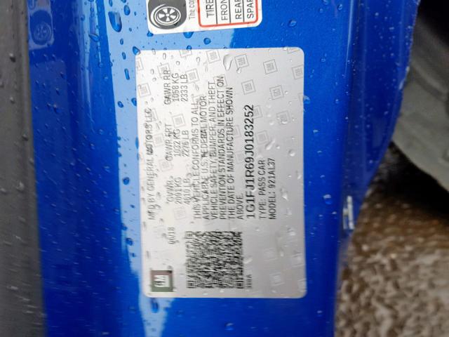 1G1FJ1R69J0183252 - 2018 CHEVROLET CAMARO ZL1 蓝色 照片 10