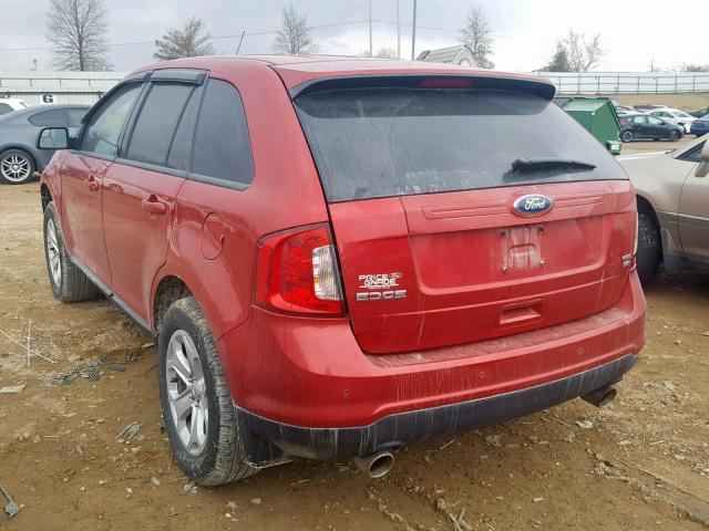 2FMDK4JC4CBA81269 - 2012 FORD EDGE SEL RED photo 3