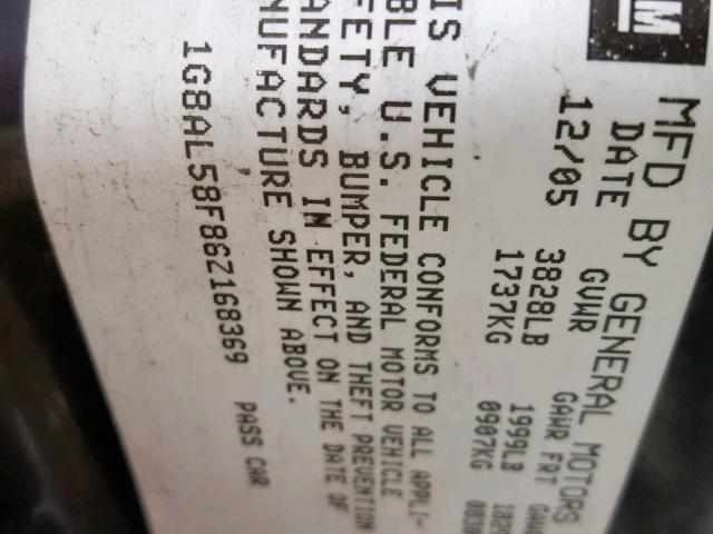 1G8AL58F86Z168369 - 2006 SATURN ION LEVEL GRAY photo 10