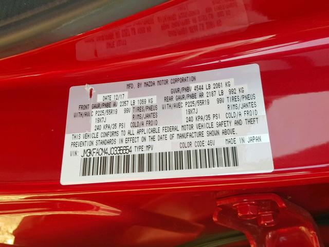 JM3KFACM4J0335654 - 2018 MAZDA CX-5 TOURI RED photo 10