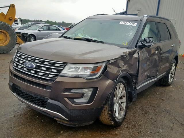 1FM5K8F82GGB96077 - 2016 FORD EXPLORER L BROWN photo 2