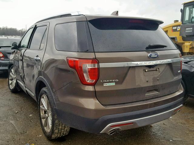 1FM5K8F82GGB96077 - 2016 FORD EXPLORER L BROWN photo 3