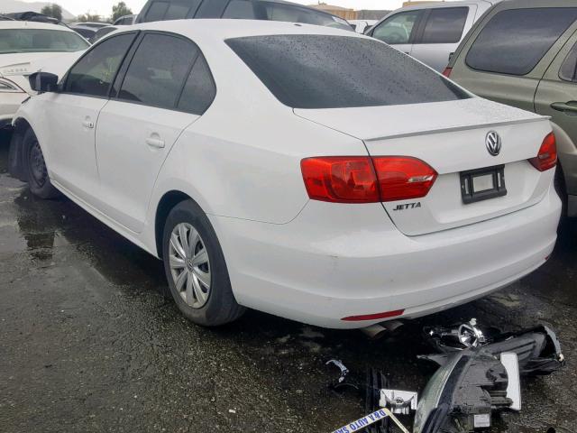 3VW2K7AJ5EM321648 - 2014 VOLKSWAGEN JETTA BASE WHITE photo 3
