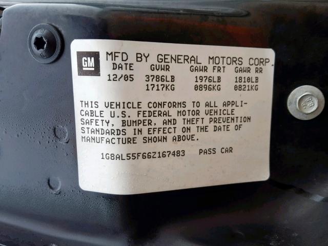 1G8AL55F66Z167483 - 2006 SATURN ION LEVEL SILVER photo 10