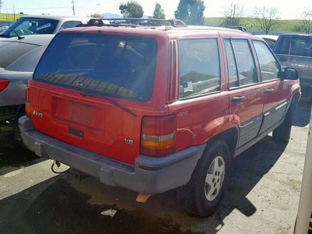 1J4GZ58YXRC336207 - 1994 JEEP GRAND CHER RED photo 4