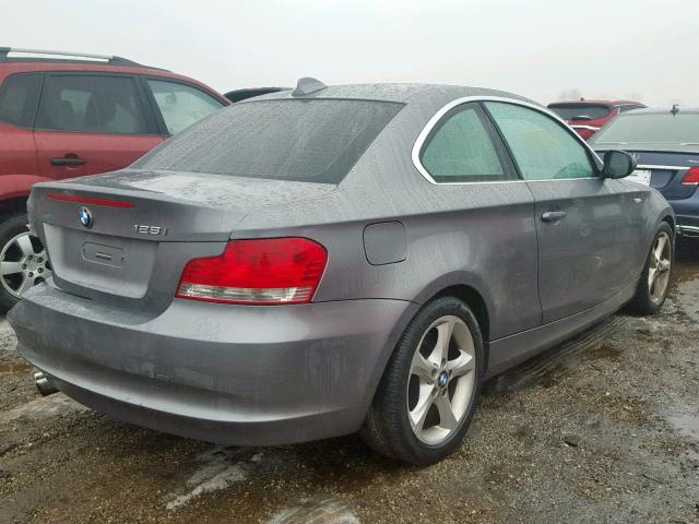 WBAUP7C54BVK78304 - 2011 BMW 128 I GRAY photo 4