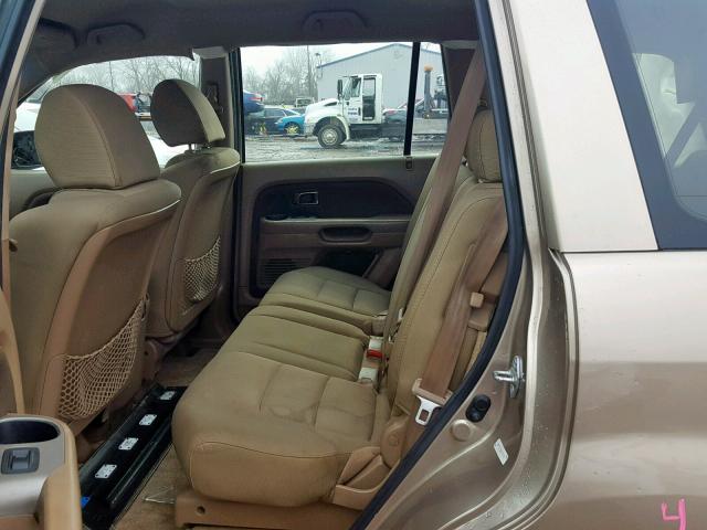 5FNYF28136B009490 - 2006 HONDA PILOT LX TAN photo 6