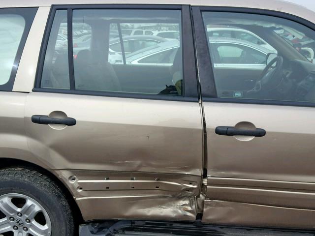 5FNYF28136B009490 - 2006 HONDA PILOT LX TAN photo 9