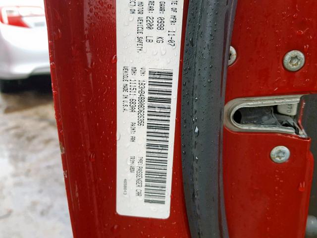 1B3HB48B08D626356 - 2008 DODGE CALIBER SX RED photo 10