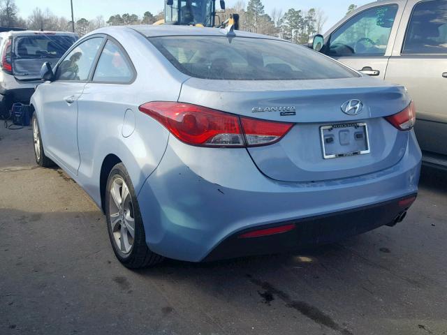 KMHDH6AE1DU014099 - 2013 HYUNDAI ELANTRA CO BLUE photo 3